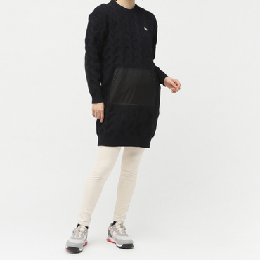 地柄クルーネックニット中綿ワンピース 0554224108