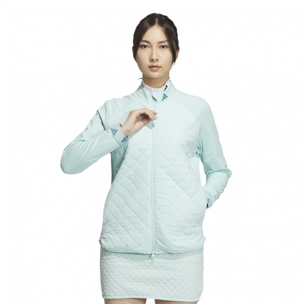 アディダス レディース ゴルフウェア 長袖ウインドブレーカー 秋 冬 COLD.RDY キルトレイヤード フルジップジャケット (IA2781) adidas