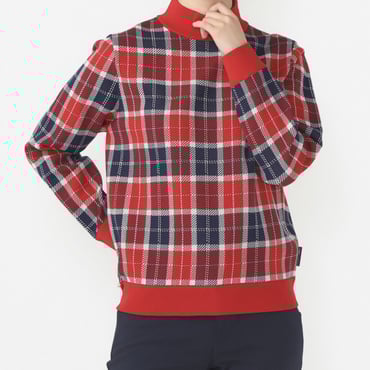 チェック柄モックネックセーター チェック柄 UV マシンウォッシャブル TR-1S2624H