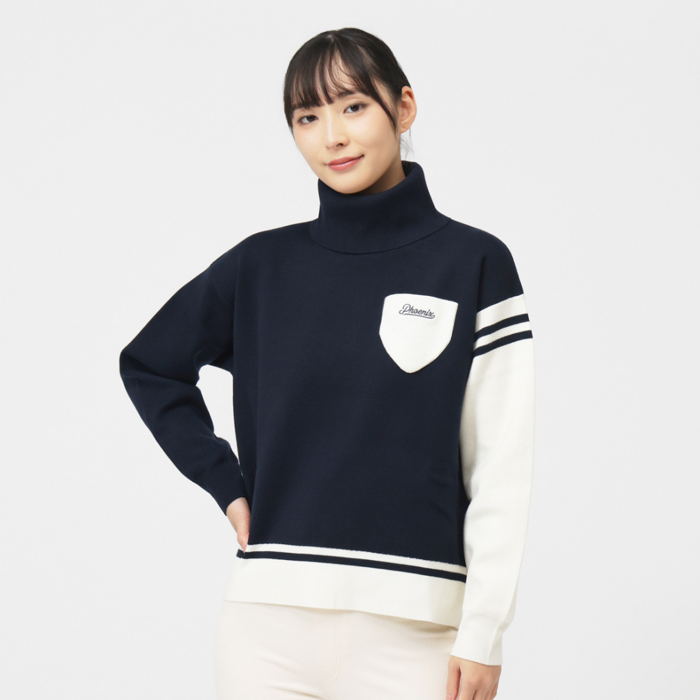 ピン レディース ゴルフウェア 長袖セーター 秋 冬 オフタートルバイ