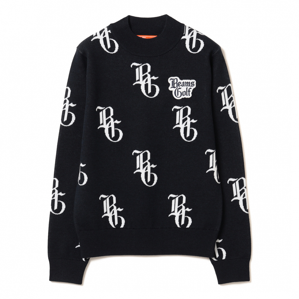 ビームスゴルフ レディース ゴルフウェア 長袖セーター 秋 冬 ORANGE LABEL / NYロゴ 総柄 ニット (8315003064) BEAMS GOLF
