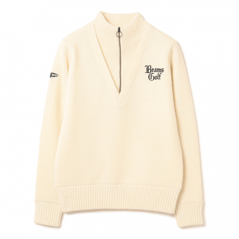ORANGE LABEL / エアシャット 裏付き ハーフジップ ニット プル