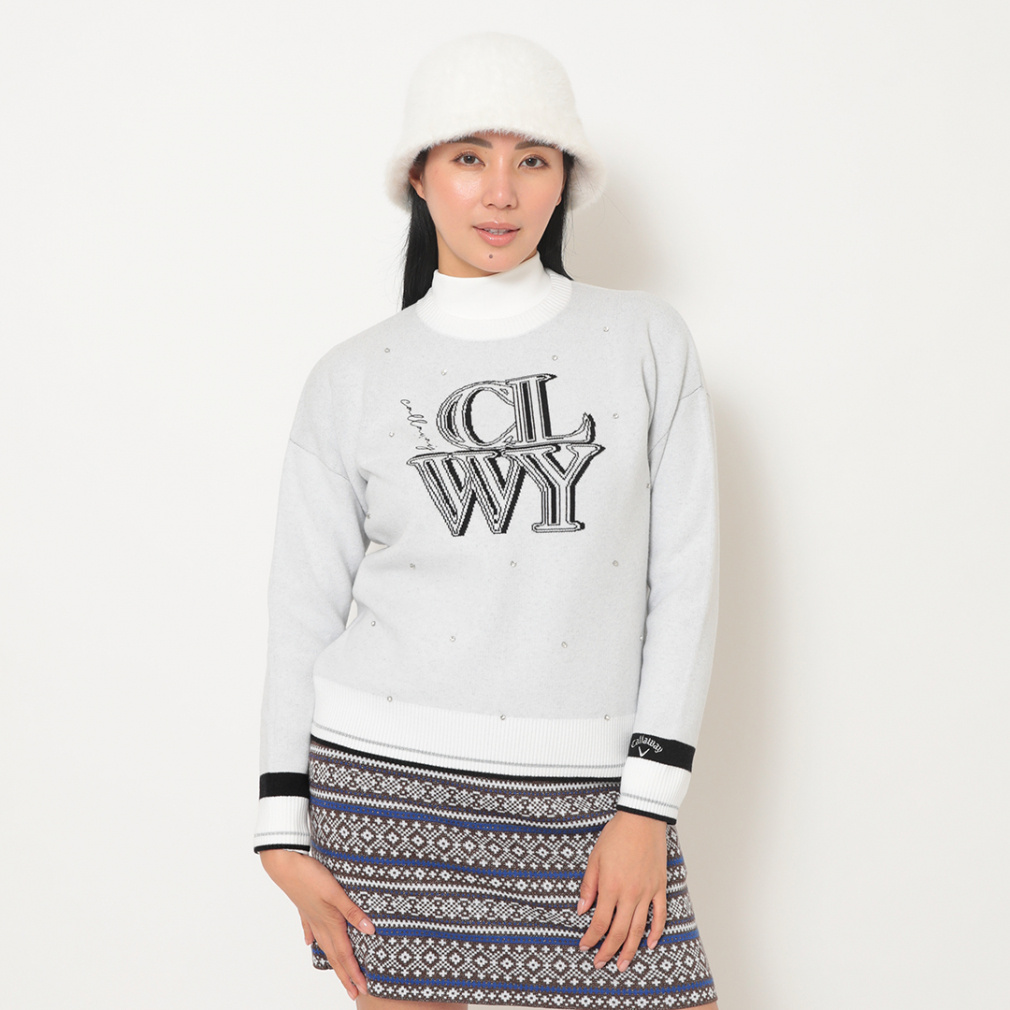 キャロウェイ レディース ゴルフウェア 長袖セーター 秋 冬 クルー