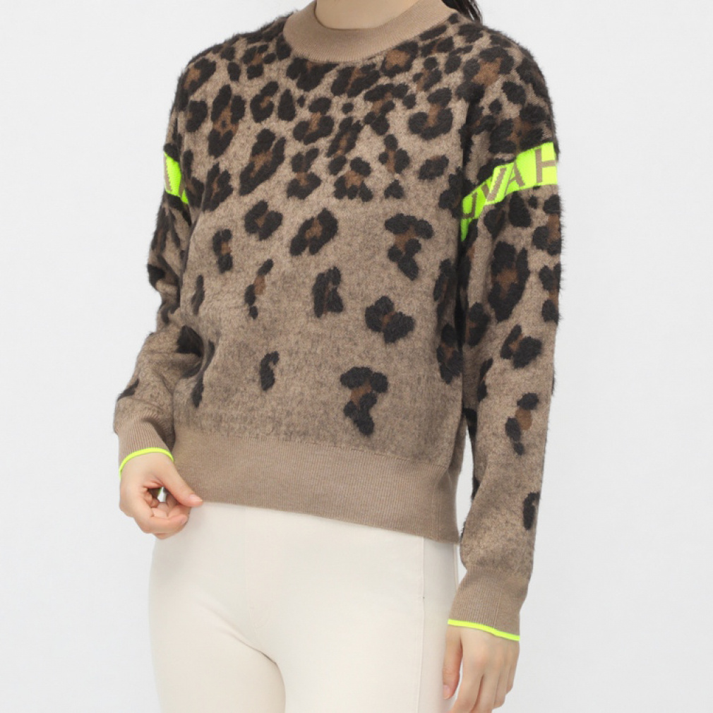 ビバハート レディース ゴルフウェア 長袖セーター 秋 冬 L-レオパードシャギーニット (012-12010) VIVA HEART