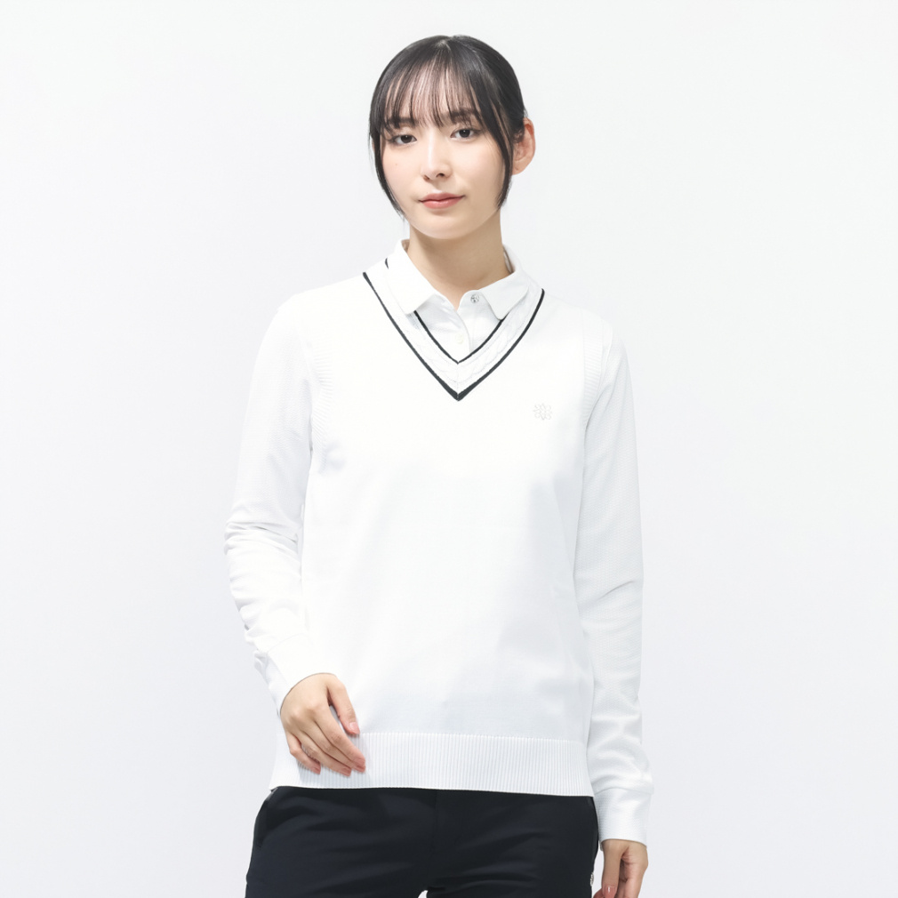 12G天竺ニットベスト 0436173252(ホワイト-M)