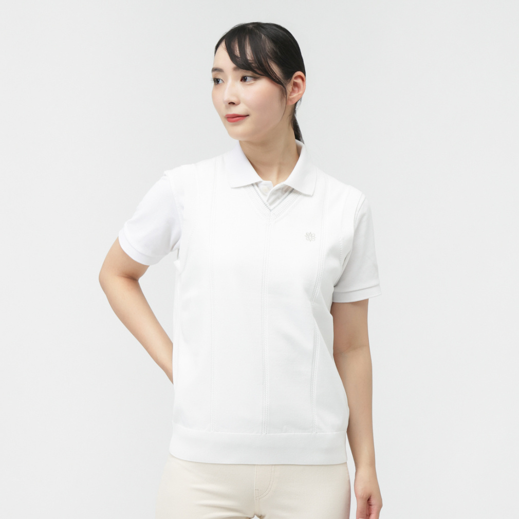 セントアンドリュース レディース ゴルフウェア ベスト 秋 冬 14G天竺×ケーブルニットベスト (0435273852) St ANDREWS