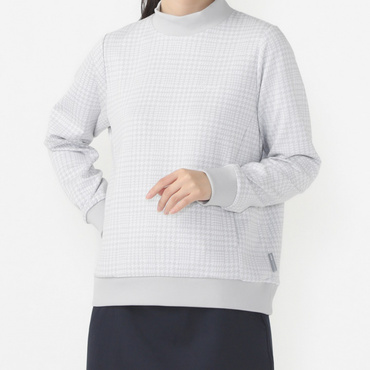 長袖千鳥柄モックネックトレーナー 千鳥柄 ストレッチ 吸水速乾 UVカット TR-1L2544H