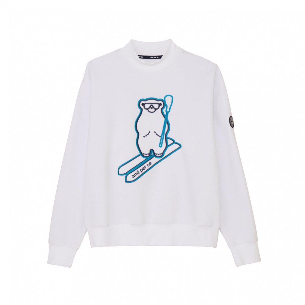 アンパスィ　M ゴルフ　ニットセーター　ホワイト　アンパンジー　モコモコ アンパスィ M ゴルフ ニットセーター ホワイト アンパンジー モコモコ