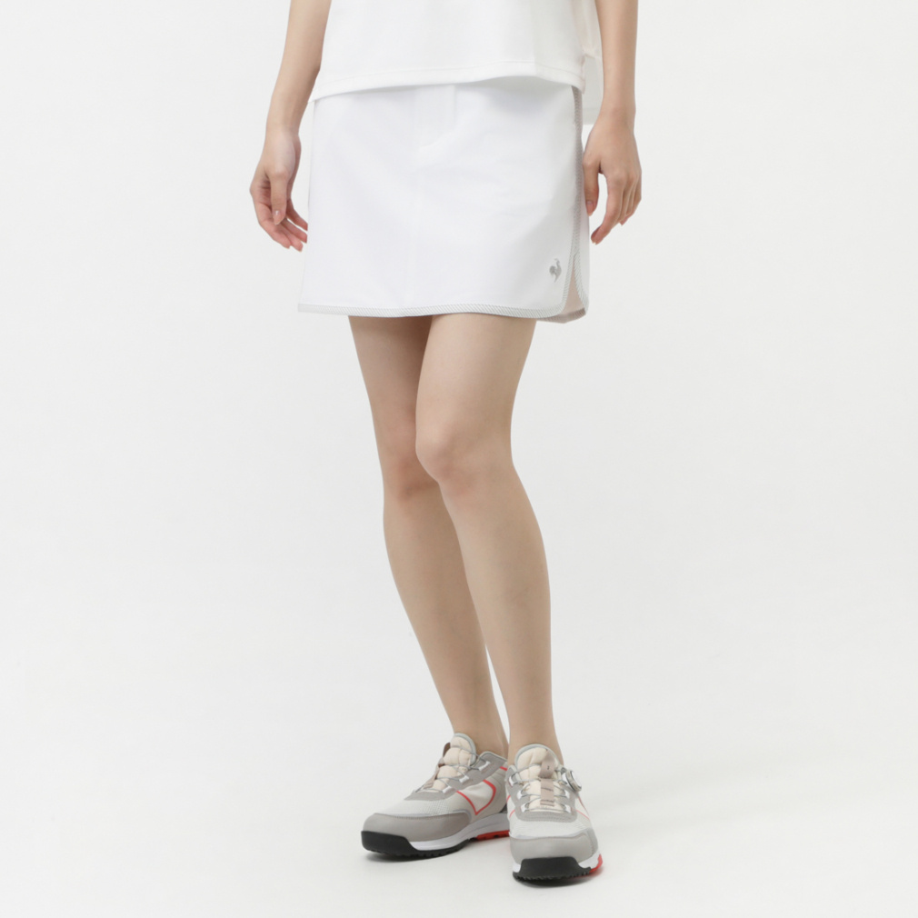 新品❤️ホワイト スリット入り ゴルフスカート ルコックスポルティフ ゴルフ レディース ゴルフウェア スカート 春 夏