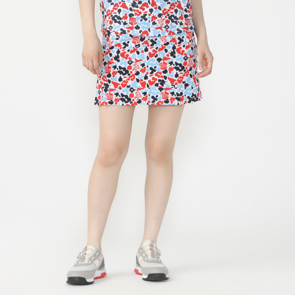 LE COQ SPORTIF ヒョウ柄スカート 水色 ニワトリアート総柄スカート QGWXJE07｜Alpen Online