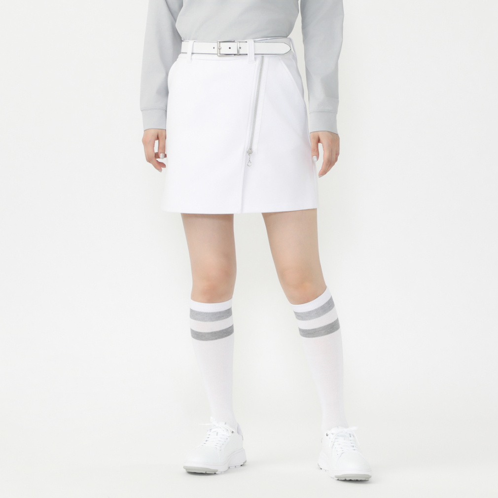 ランバン　ゴルフウェア　吸水速乾　フレアスカート　スコート　L　ベージュ LANVIN SPORT ロゴプリントフレアスカート（総丈40cm