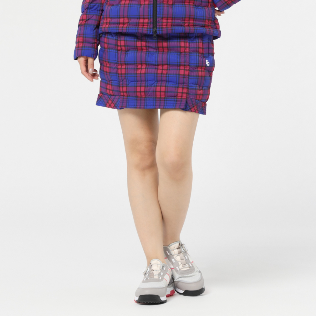 356 パーリーゲイツ チェックスカート ストレッチ レッド サイズ00 SS パーリーゲイツ レディース BIGロゴ×チェックスカート サイズ2