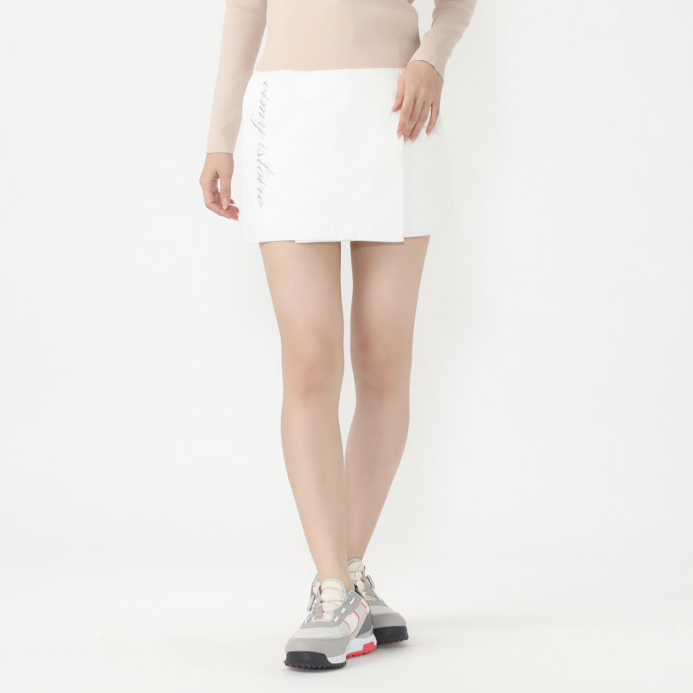 エイミーゴルフ　ロゴラップスカート　ホワイト　S エイミーゴルフ レディース ゴルフウェア スカート 秋 冬 グリッター