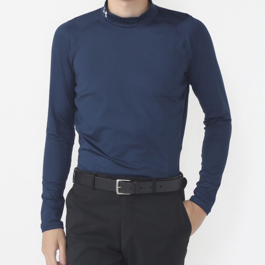 アンダーアーマー ゴルフウェア 長袖コンプレッションインナー 秋 冬 UAコールドギア フィッティド ロングスリーブ モックネック シャツ (1375334) メンズ UNDER ARMOUR