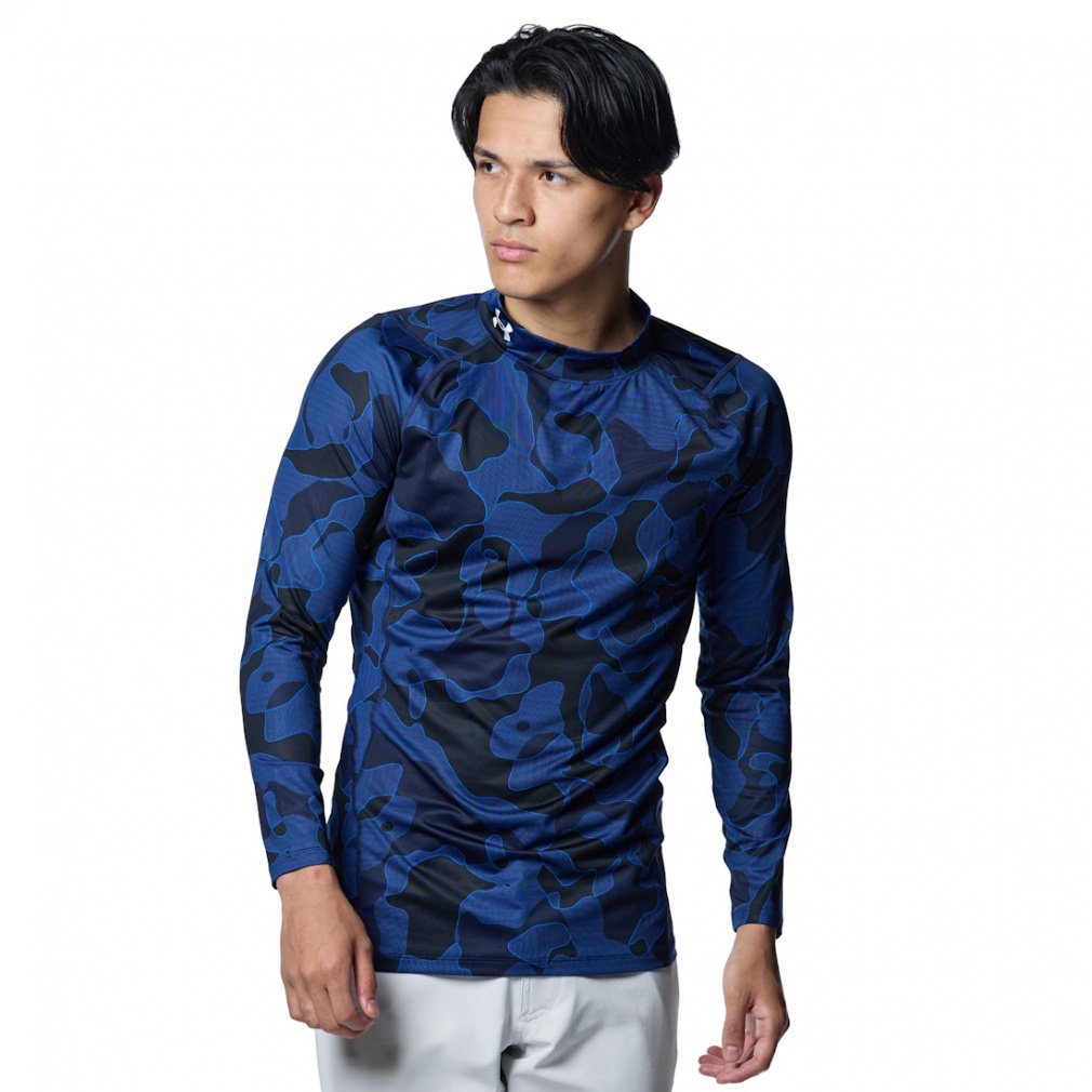 アンダーアーマー ゴルフウェア 長袖コンプレッションインナー 秋 冬 UAヒートギア フィッティド ノベルティ モックネック シャツ (1388303) メンズ UNDER ARMOUR