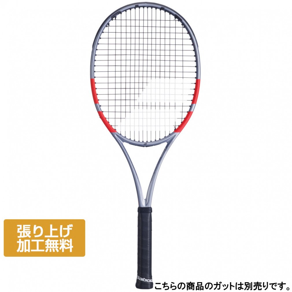 バボラ 国内正規品 PURE STRIKE98 16/19 ピュアストライク98 16/19 101577 硬式テニス 未張りラケット : シルバー×レッド BabolaT
