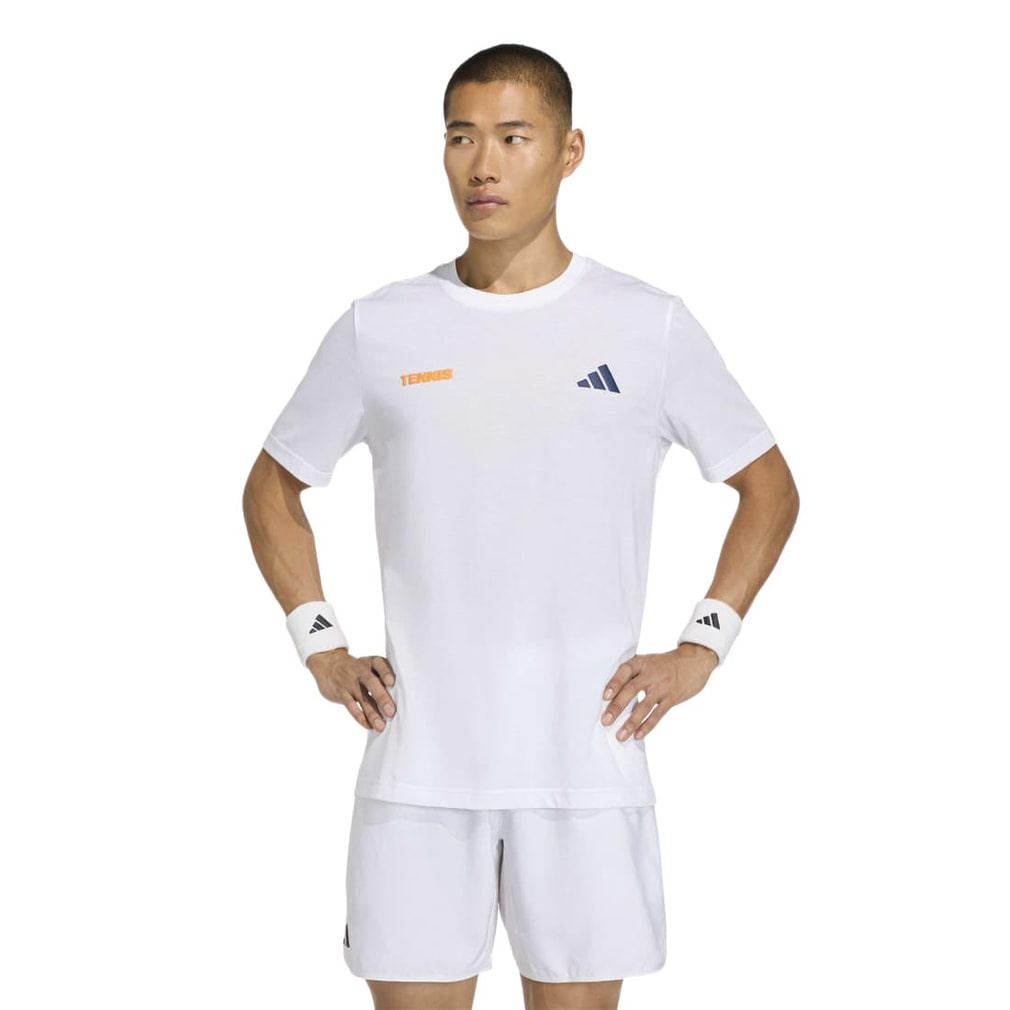 テニス ホットエッグ グラフィック Tシャツ(ホワイト-M)