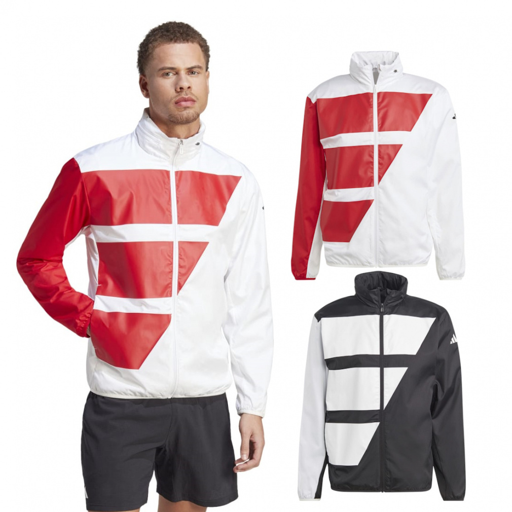 テニスウェア ホワイト/レッド/ブルー 幾何学模様 テニスウェア