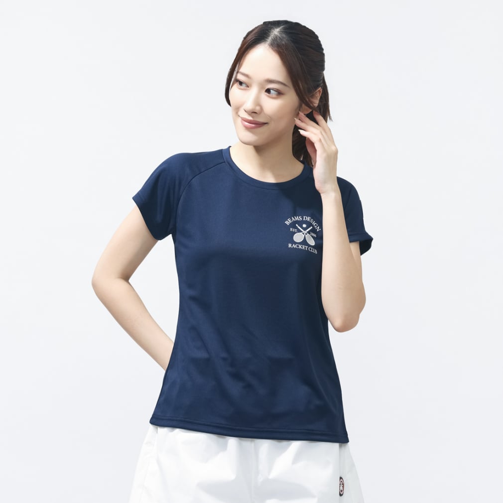 テニスグラフィックTシャツWOMEN1(ネイビー-S)
