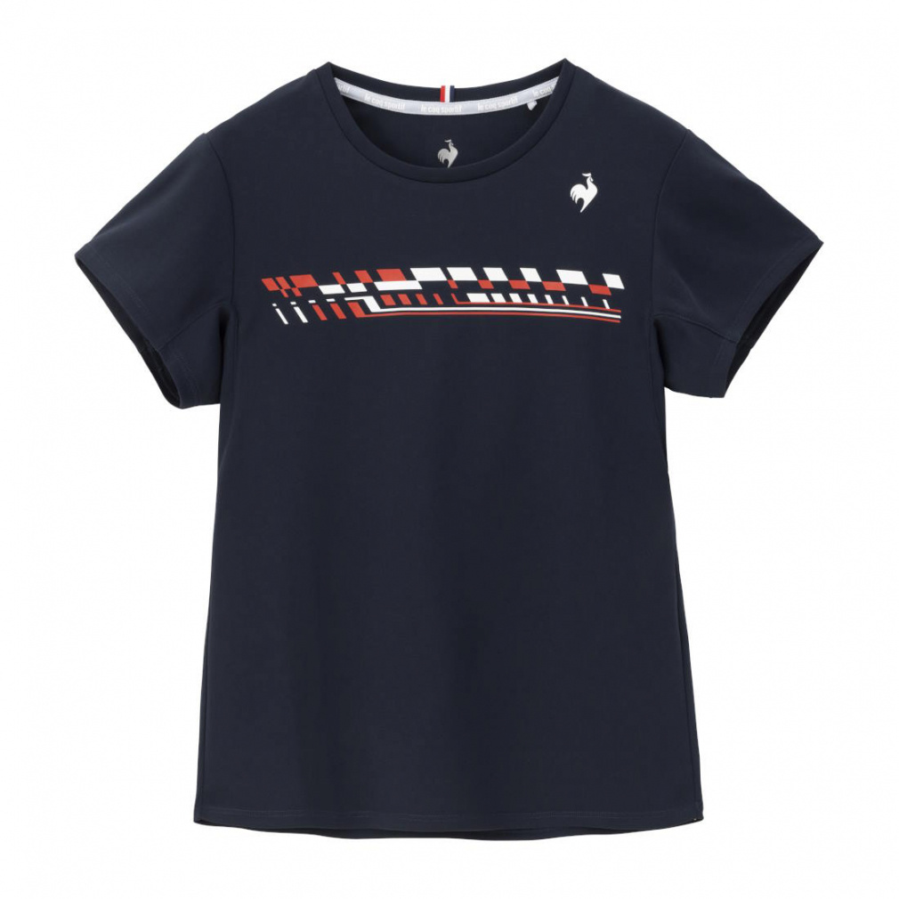 ルコック レディス テニス 半袖Tシャツ トリコロールプリントゲームシャツ JTA公認 LN4FHT90L le coq sportif