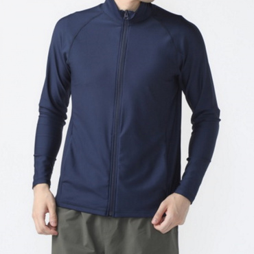 長袖フルジップラッシュガード UPF50＋ 接触冷感(ネイビー-L)
