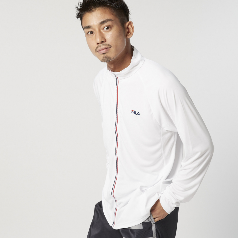 FILA ホワイトジャケット Mサイズ 無地フロント配色UVジャケット｜Alpen Online