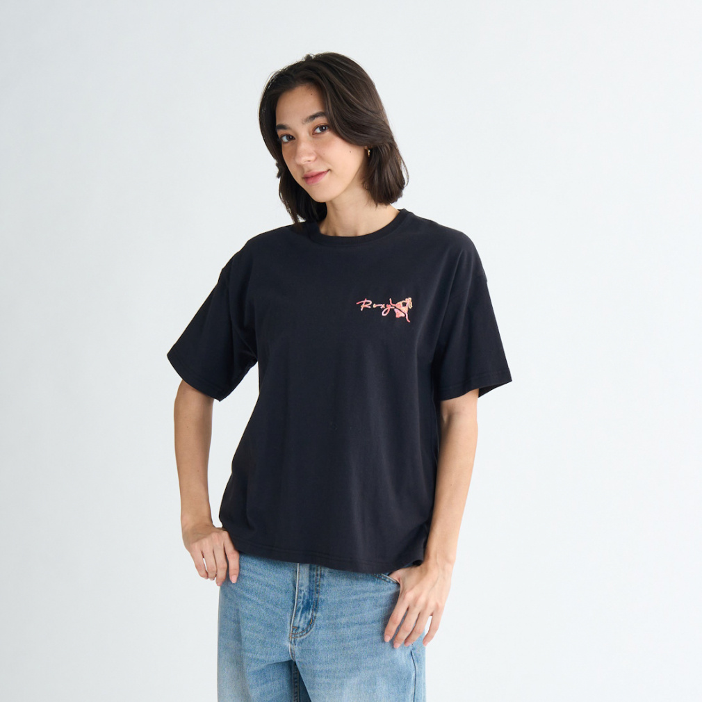 COLORFUL EMBROIDERY TEE(ブラック-S　レディス)