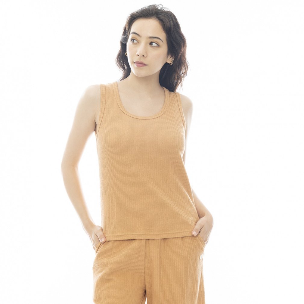 JACQUARD RIB TANK TOP(キャメル-M)
