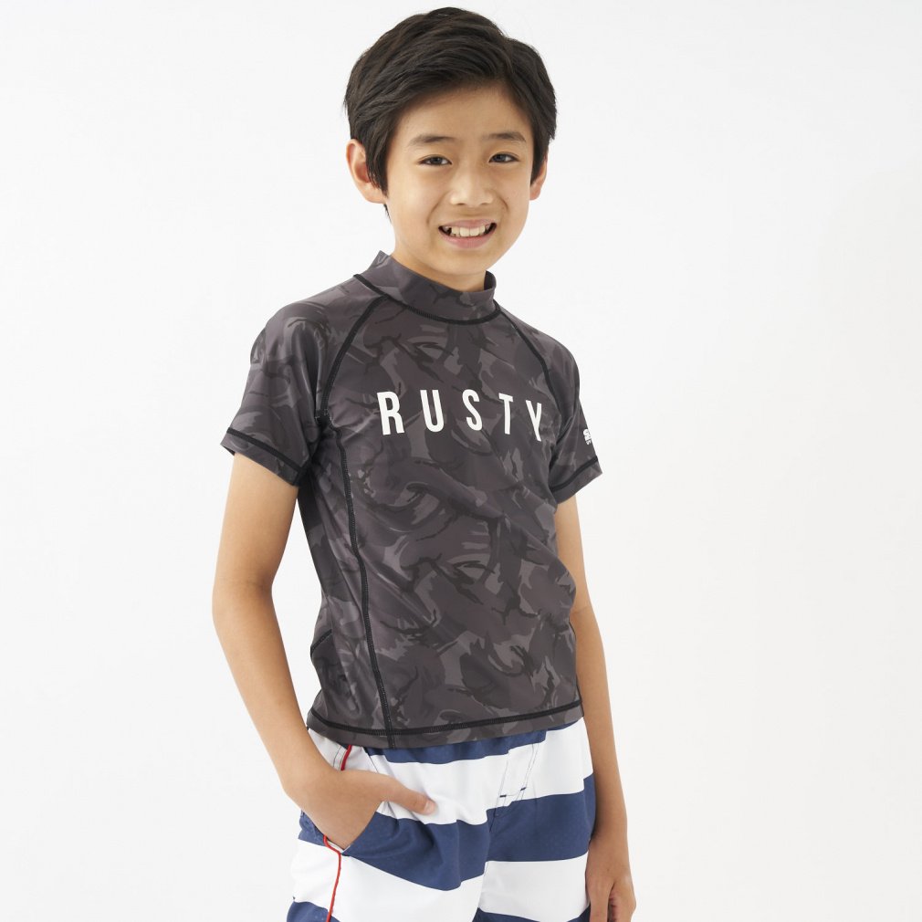 ラッシュガード(ブラック×ブラック-130cm)