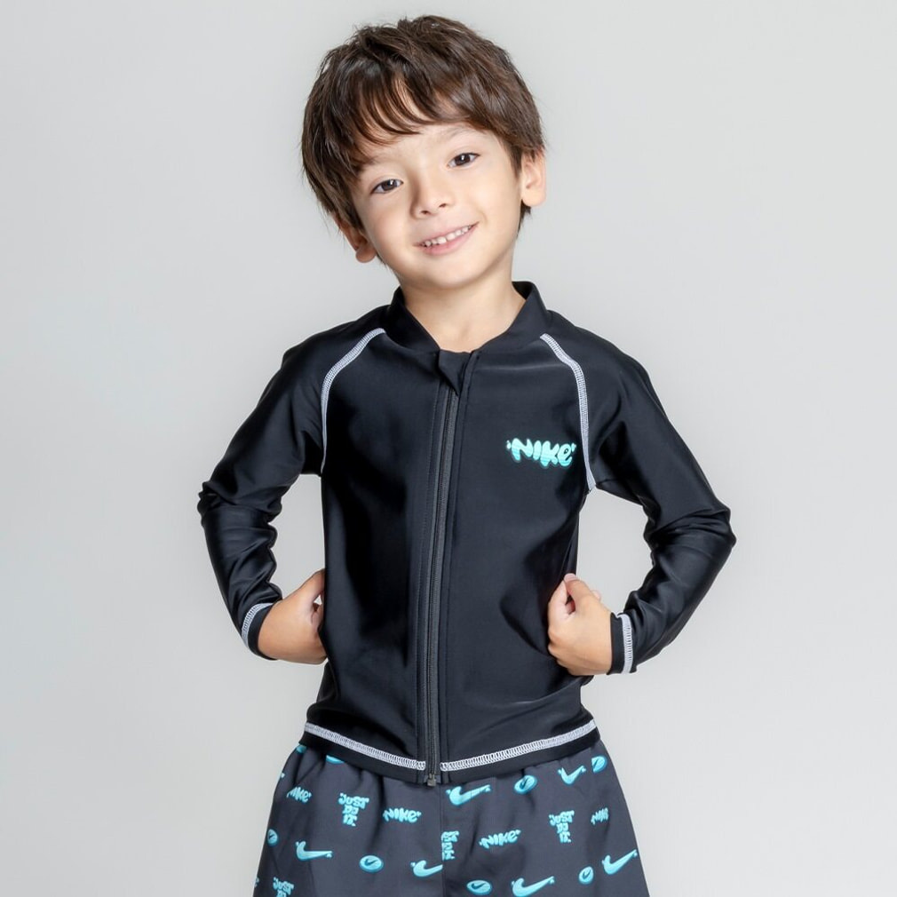 SS26 トドラーボーイズジップ付きラッシュガード(ブラック-90cm)