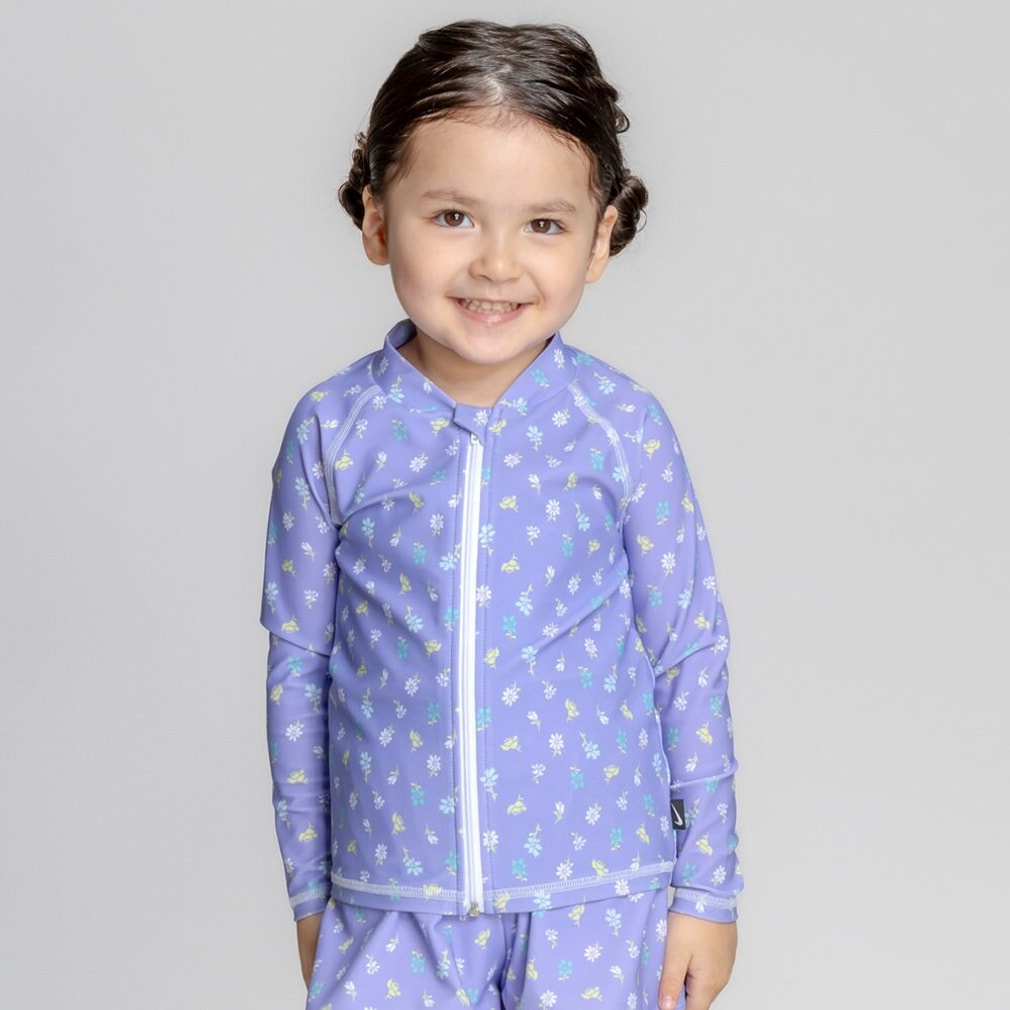 SS26 トドラーガールズジップ付きラッシュガード(ラベンダー-90cm)