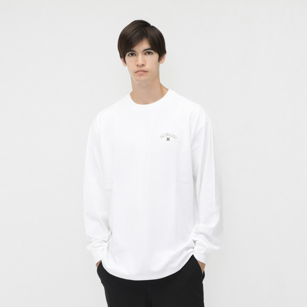 M HW WAVE LS TEE(ホワイト-M メンズ)