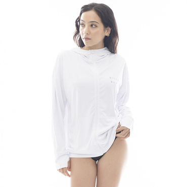 ZIP UP HOODED LOGO LOOSE RASHGUARD