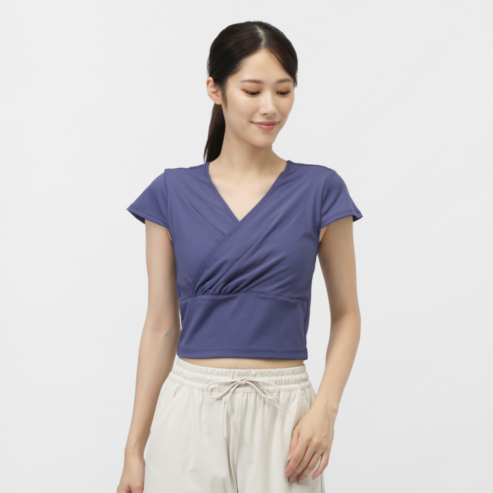 ティゴラ レディース スポーツロングブラトップ 半袖オーバーラップブラ TR-3F2615UB スポーツウェア ヨガウェア TIGORA