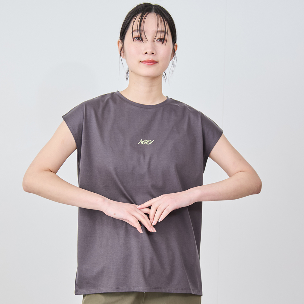 フレンチスリーブTシャツ(チャコールグレー-M　レディス)