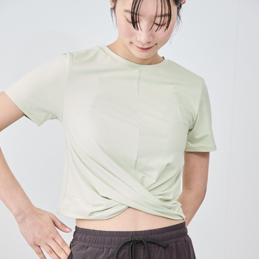 クロップドTシャツ(オリーブ-M　レディス)