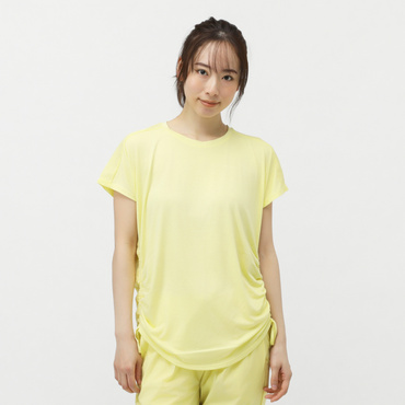 フィットネス サイドシャーリングTシャツ(ペールイエロー-S　レディス)