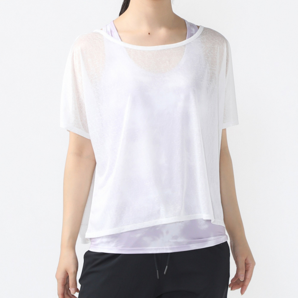ティゴラ レディース 半袖 Tシャツ フィットネス ブラタンクトップセットシアーTシャツ TRー3F2324TS スポーツウェア ヨガウェア TIGORA