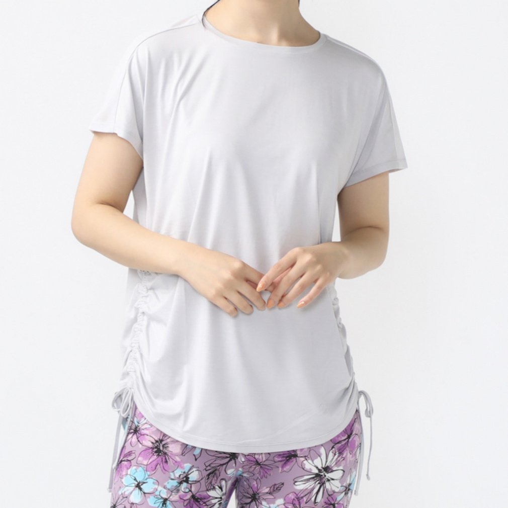 ティゴラ レディース 半袖 Tシャツ フィットネス サイドシャーリング半袖Tシャツ TRー3F2314TS スポーツウェア ヨガウェア TIGORA