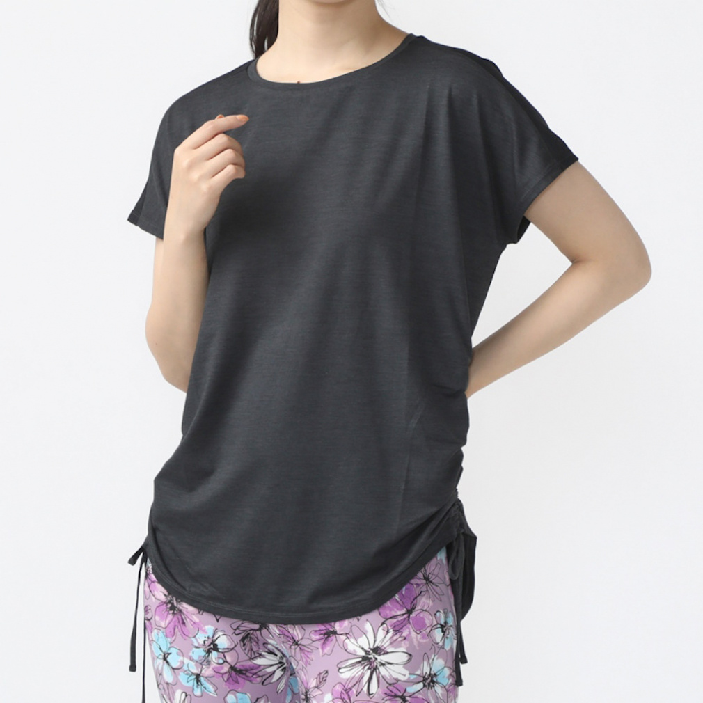ティゴラ レディース 半袖 Tシャツ フィットネス サイドシャーリング半袖Tシャツ TRー3F2314TS スポーツウェア ヨガウェア TIGORA