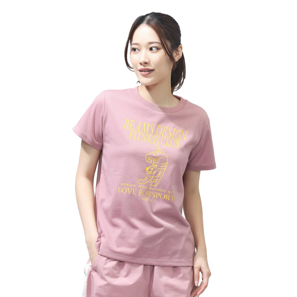 フィットネスグラフィックTシャツ(ピンク-S)