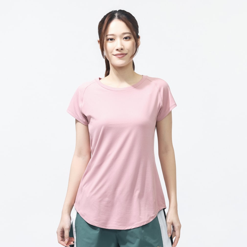 フィットネスラウンドテールTシャツ(ピンク-S)