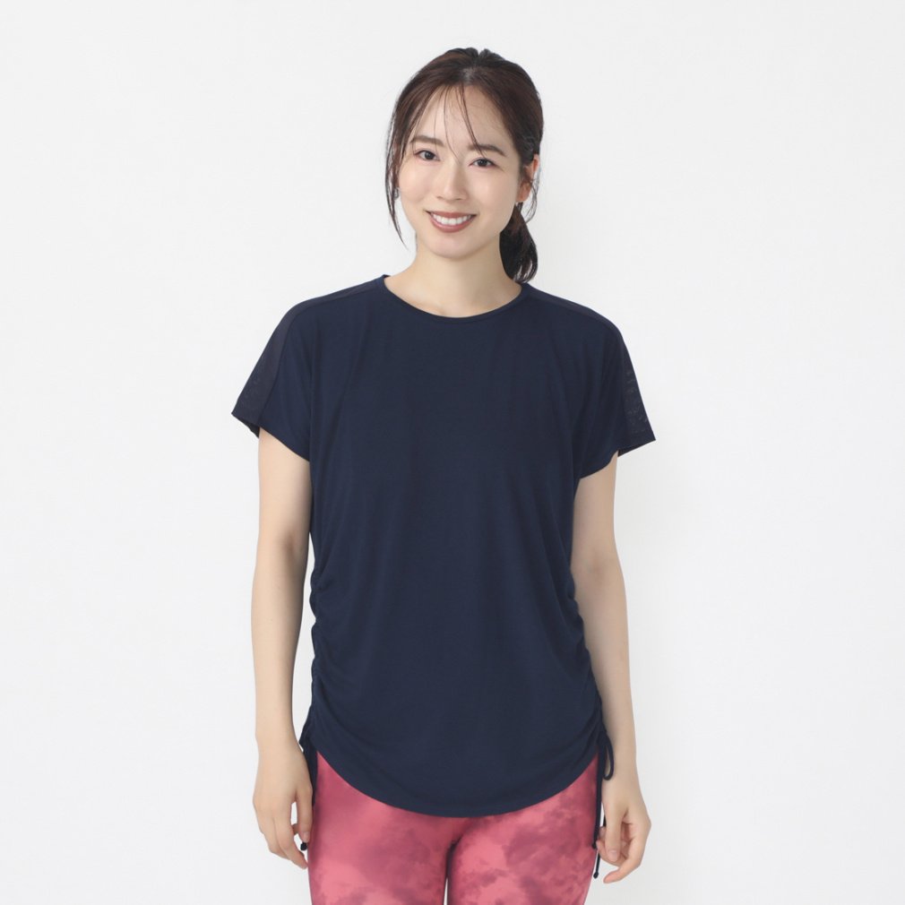 ティゴラ レディース 半袖 Tシャツ フィットネス サイドシャーリング半袖Tシャツ TR-3F2864TS スポーツウェア ヨガウェア TIGORA