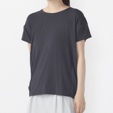 フィットネス 後ろシア付き半袖Tシャツ(ダークグレー-S　レディス)