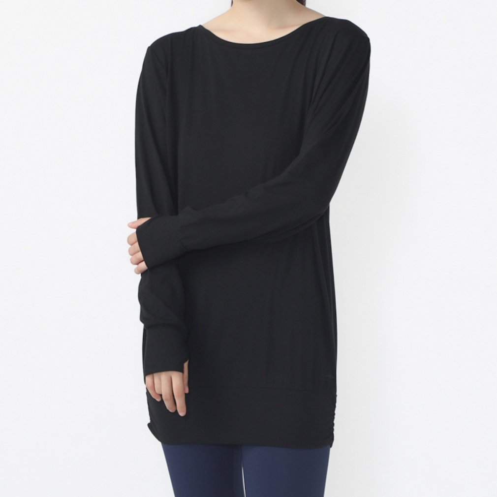 ティゴラ レディース 長袖 Tシャツ フィットネス チュニック丈裾ギャザー長袖Tシャツ TR-3F2894TL スポーツウェア ヨガウェア TIGORA