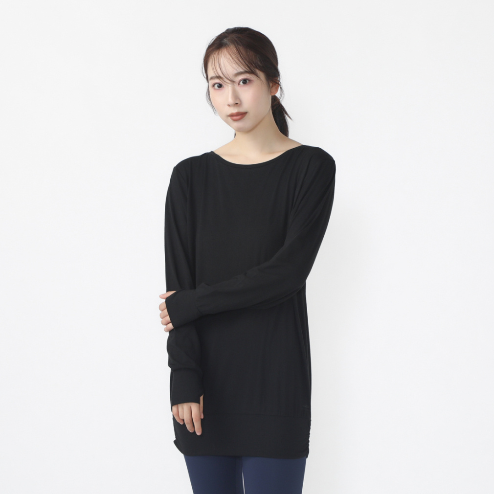フィットネス チュニック丈裾ギャザー長袖Tシャツ｜Alpen Online