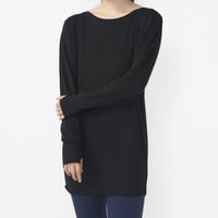 フィットネス チュニック丈裾ギャザー長袖Tシャツ