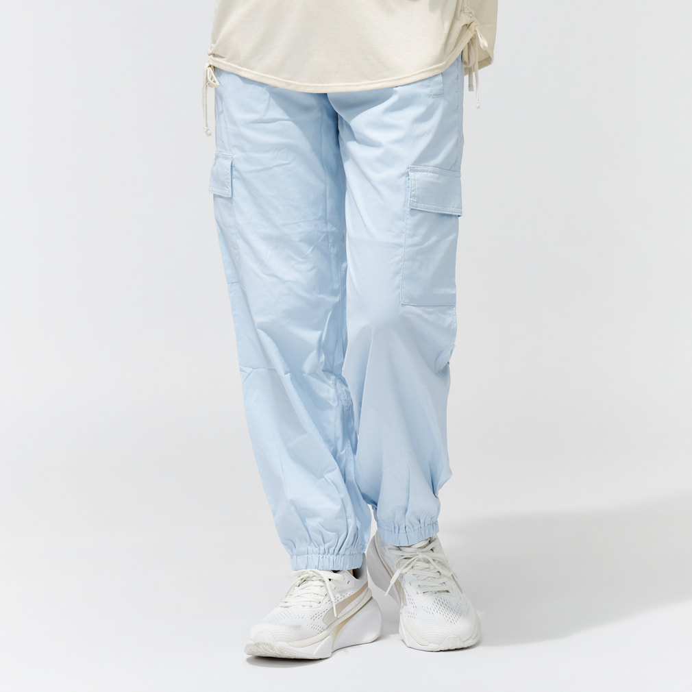 縦畝ワイドカーゴパンツ(ペールブルー-S)