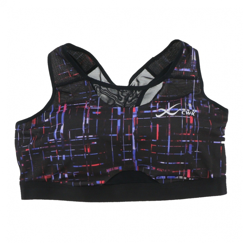 SPORTSゆれケアBra MESH(ブラック×ブルー-XL)