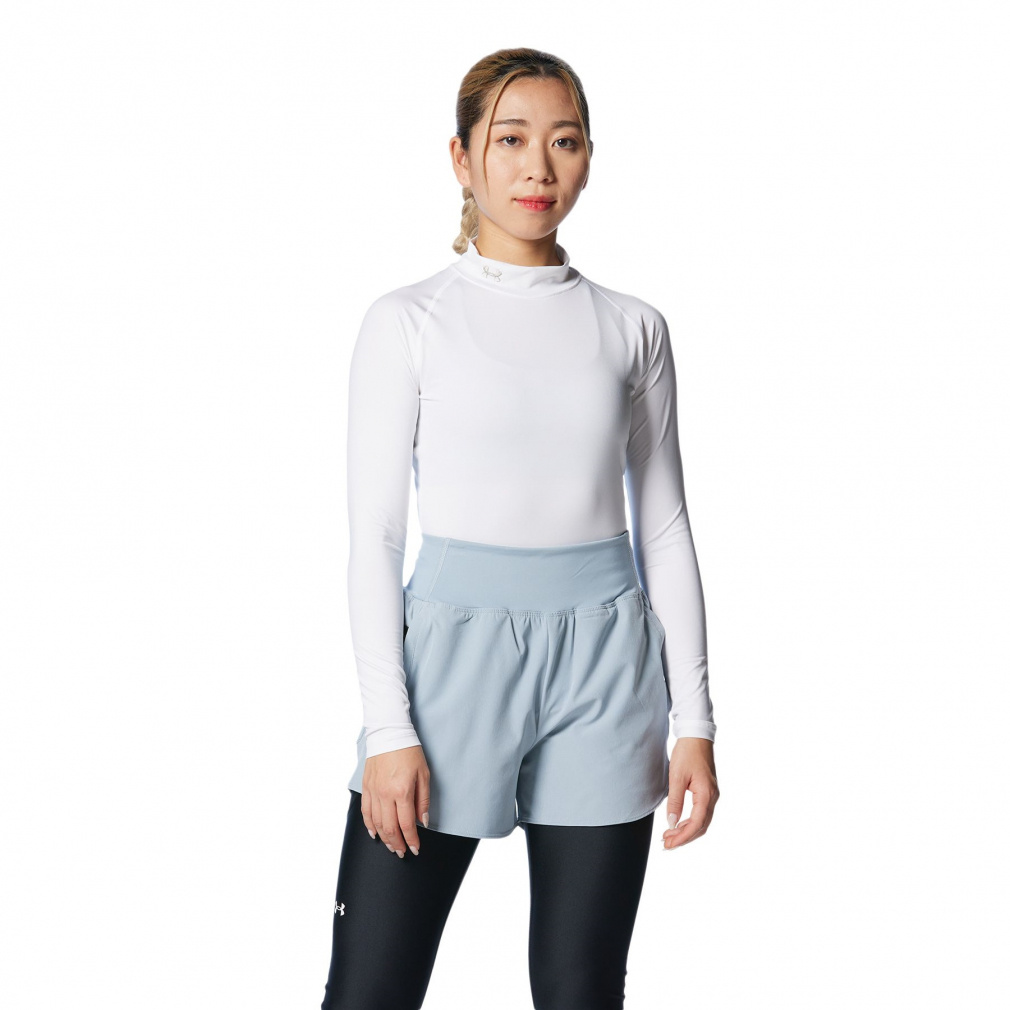 UA HG Compression LS Mock(ホワイト-S　レディス)